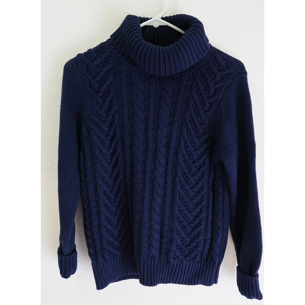 Lands End Blue Knit Turtleneck Sweater